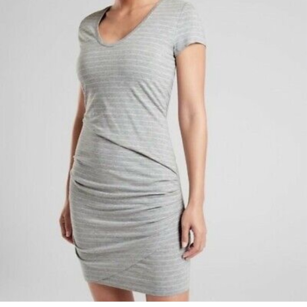 Athleta Central Stripe Dress Grey Size S